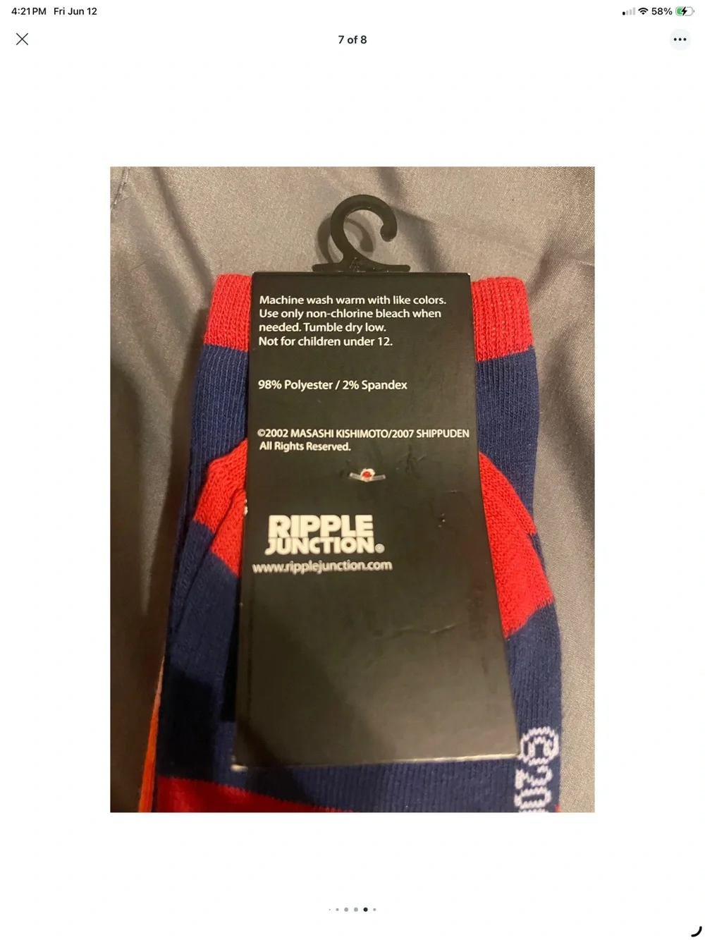 Ripple Junction Navy & Red Anime Crew Socks
